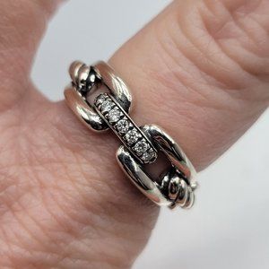 David Yurman Wellesley Link Chain Band Ring w Diamonds